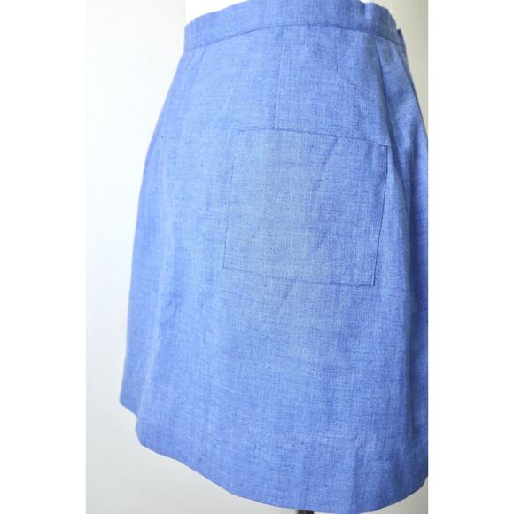 Vintage 1960s Leon Levin Size XS Skort Pinwheel Appliqué Button Front Skirt Blue - Picture 7 of 9